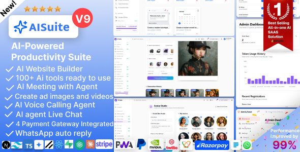 AI Suite – All-In-One SaaS AI Website Builder, Live Chat, AI Image, AI Video Generator, Gemini AI