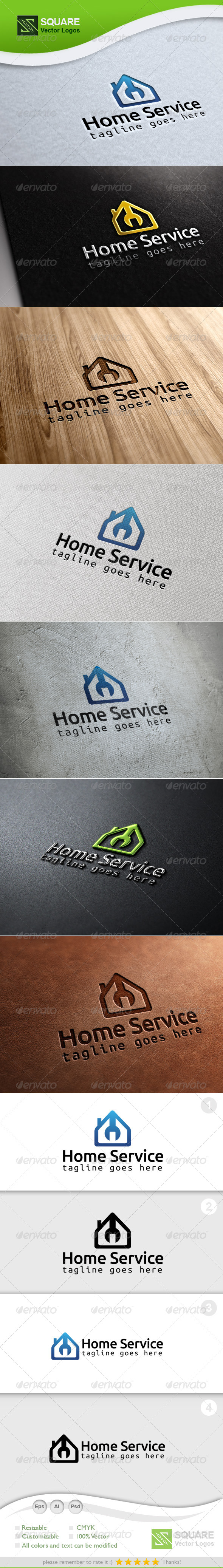 Home, Wrench Vector Logo Template