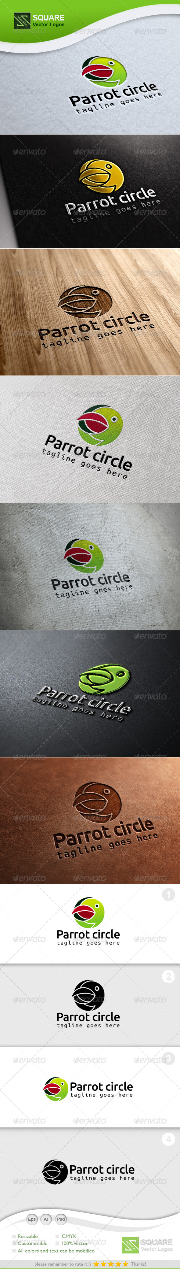 Parrot, Circle Vector Logo Template