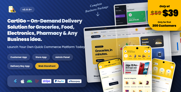 CartiGo – Flutter Ecommerce and Delivery App with Laravel Admin Panel