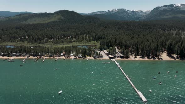 4K Tahoe Lake, Pope Beach mountain view 