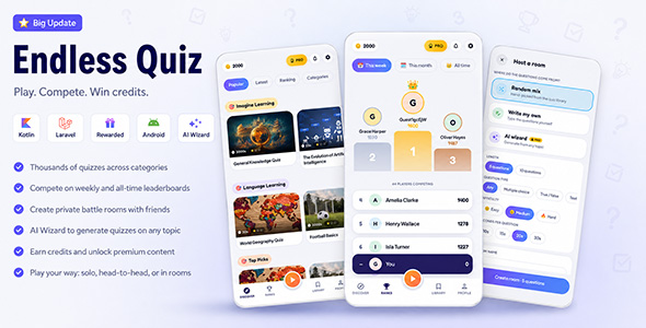 EndlessIQ | Android Quiz App With Laravel Admin Panel