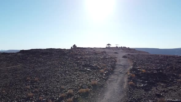 A road leading to a watch point on top of the cliff, view on the canyon