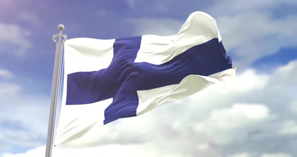 Realistic Finland Flag Slow Motion Looped 4K