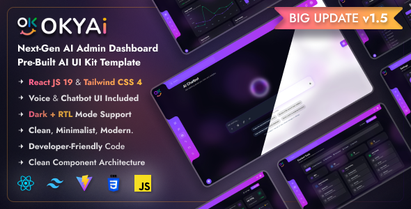 OkyAi - Premium AI Dashboard & Chatbot React Template | RTL & Dark Mode
