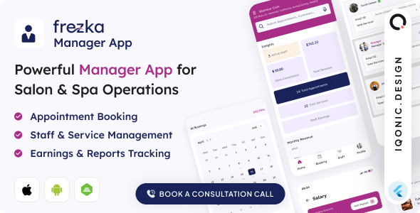 Frezka Manager - Spa & Salon Management and Booking Flutter Add-on App