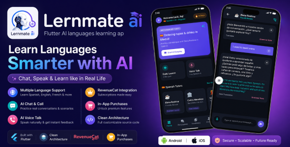 Learnmate AI | Flutter AI Language Learning & Tutor App with Voice Call & RevenueCat Paywall