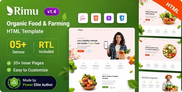 Rimu - Organic Food & Farming Bootstrap 5 Template