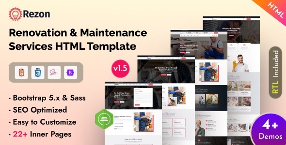 Rezon - Renovation & Maintenance Services Bootstrap 5 HTML Template