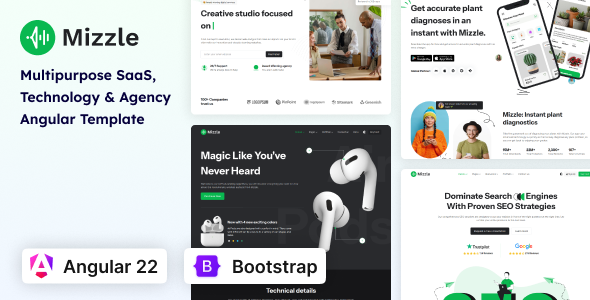 Mizzle - Angular 22 Technology & Corporate Template