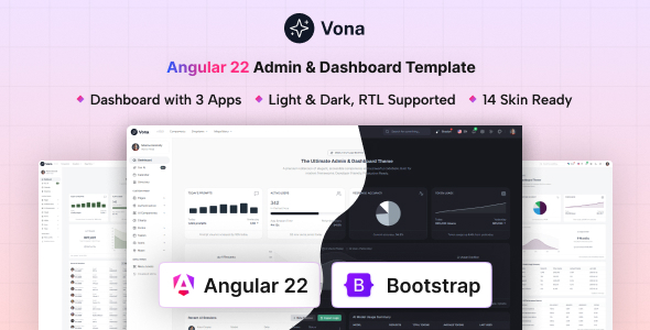Vona - Angular 22 Minimal Admin & Dashboard Template