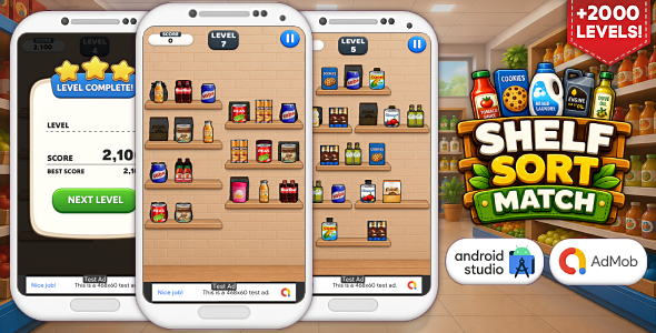 Shelf Sort Match - Android Studio Sorting Puzzle Game with AdMob Ads
