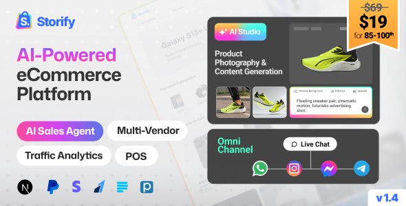 Storify - Multivendor eCommerce with POS, Digital Products Marketplace, Omnichannel, AI Agent