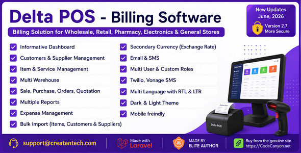 Delta POS- Invoicing, Billing & Inventory Management System with GST & CRM