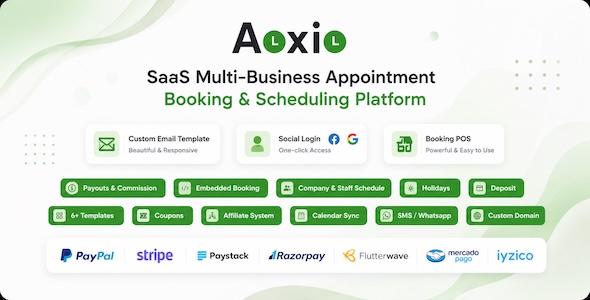 Aoxio - SaaS Multi-Business Booking & Appointment Scheduling Software