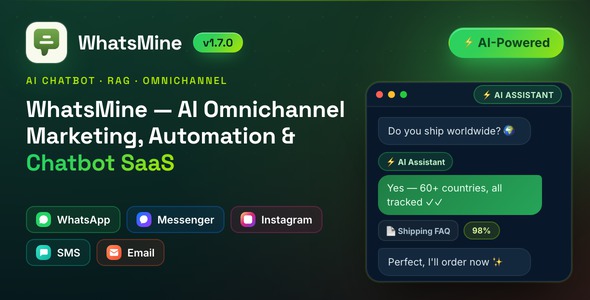 WhatsMine — AI Omnichannel Marketing, Automation & Chatbot SaaS (WhatsApp, Messenger, SMS & Email)