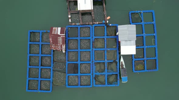 Aerial View of Fish Farms in Norway