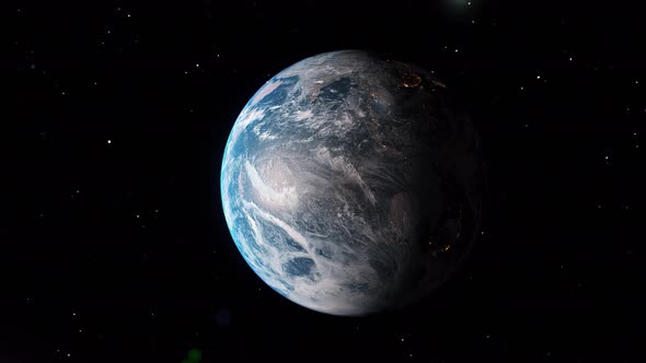 Planet Earth Slowly Rotating Revealing Day To Night