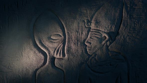 Ancient Aliens Wall Art In Dusty Tomb