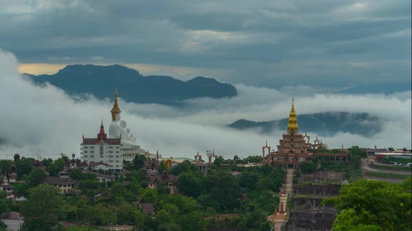 Timelapse Mist Around Wat Phachonkeaw