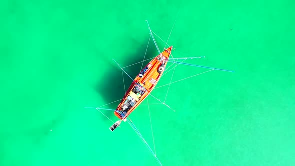 Aerial top view seascape of beautiful shore beach vacation by clear sea and bright sand background o