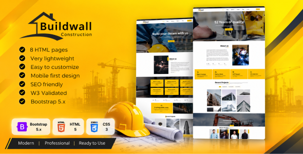 BUILDWALL – A Lightweight & Modern Construction Template