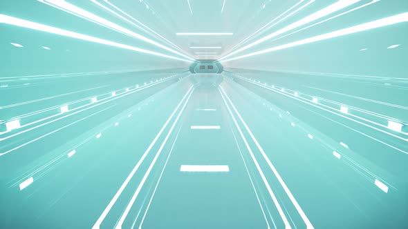 Corridor Spaceship Blue 3d Futuristic Interior Virtual Reality