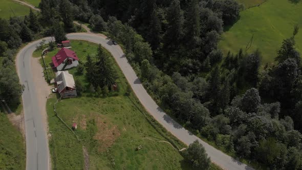 Aerial View of Carpathian Mountains Countryside