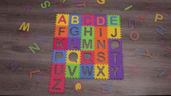 Timelapse of collecting colorful English alphabet