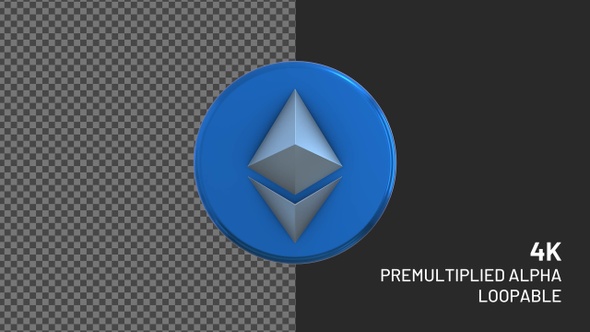 Ethereum Cryptocurrency Rotating Loopable Badge with Alpha Channel 4K alt