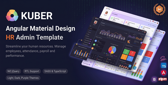 Kuber - AI-Powered Angular 22+ HR, Projects & Employee Management Material Design Admin Template