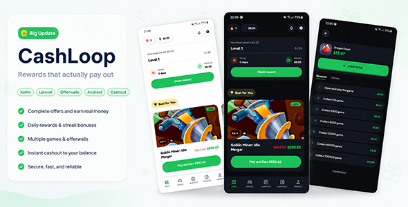 Cashloop | Mobile Reward System With Laravel Admin Panel