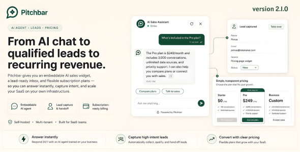 Pitchbar — Self-hosted SaaS Sales AI Widget for Any Website