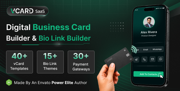 vCard SaaS - Digital Business Card Builder - Bio Links Builder