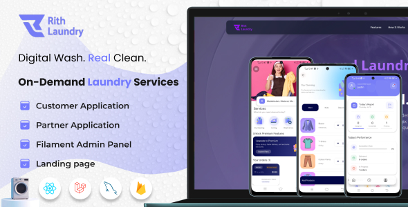 Rith Laundry - Complete Laundry Solution | Customer, Partner App & Admin Panel