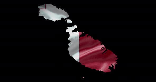 Malta national flag background with country shape outline