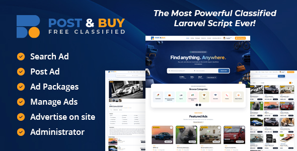 Post and Buy - Classified Ads Marketplace Laravel Script