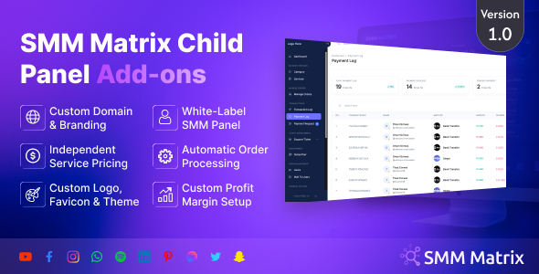 SMM Matrix Child Panel Addon – Build White-Label SMM Panels