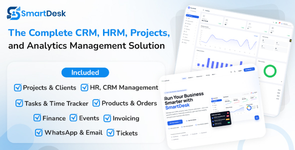 SmartDesk – The Complete CRM, HRM, Projects, and Analytics Management Solution