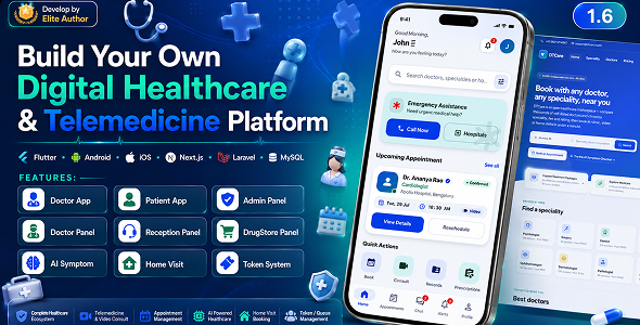 DTCare – Flutter Healthcare Appointment, Telemedicine & Medicine App with Admin + Next JS Website