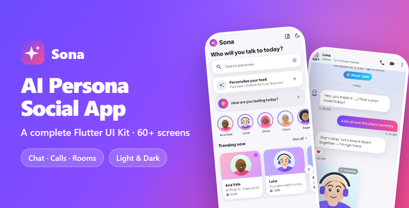 Sona | AI Persona Chat and Companion App - Flutter UI Kit