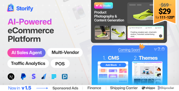 Storify - Multivendor eCommerce with POS, Digital Products Marketplace, Omnichannel, AI Agent