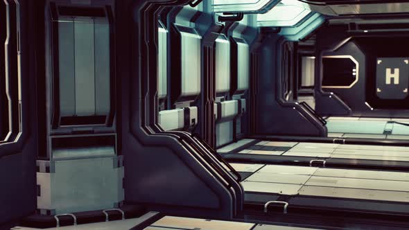 Realistic Futuristic Scifi Spaceship Corridor alt