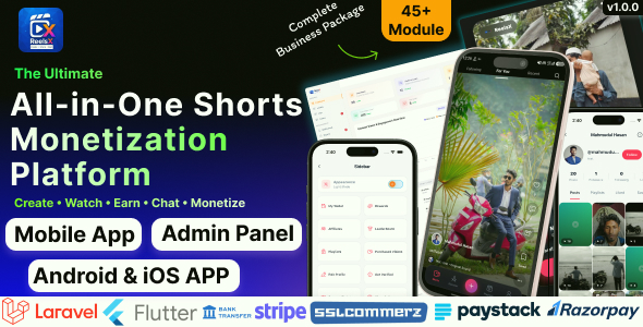 ReelsX | Ultimate Shorts Video Sharing & Monetization Platform Full Application