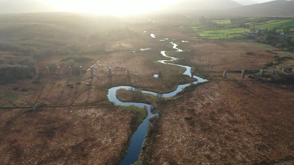 Aerial View of the Owencarrow Railway Viaduct By Creeslough in County Donegal  Ireland