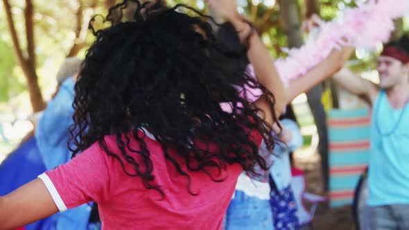 Woman having fun at music festival 4k