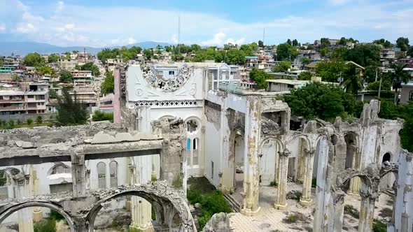 Drone view of the remains of the Cathedral of Port au Prince