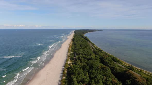 Aerial view of Hel peninsula at the Baltic Sea in Poland, Europe