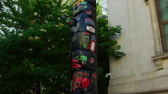 Totem pole outside the Montreal Museum of Fine Arts