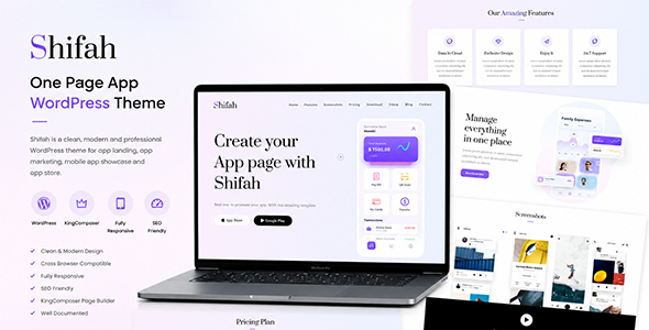 Shifah - App Landing Page WordPress Theme